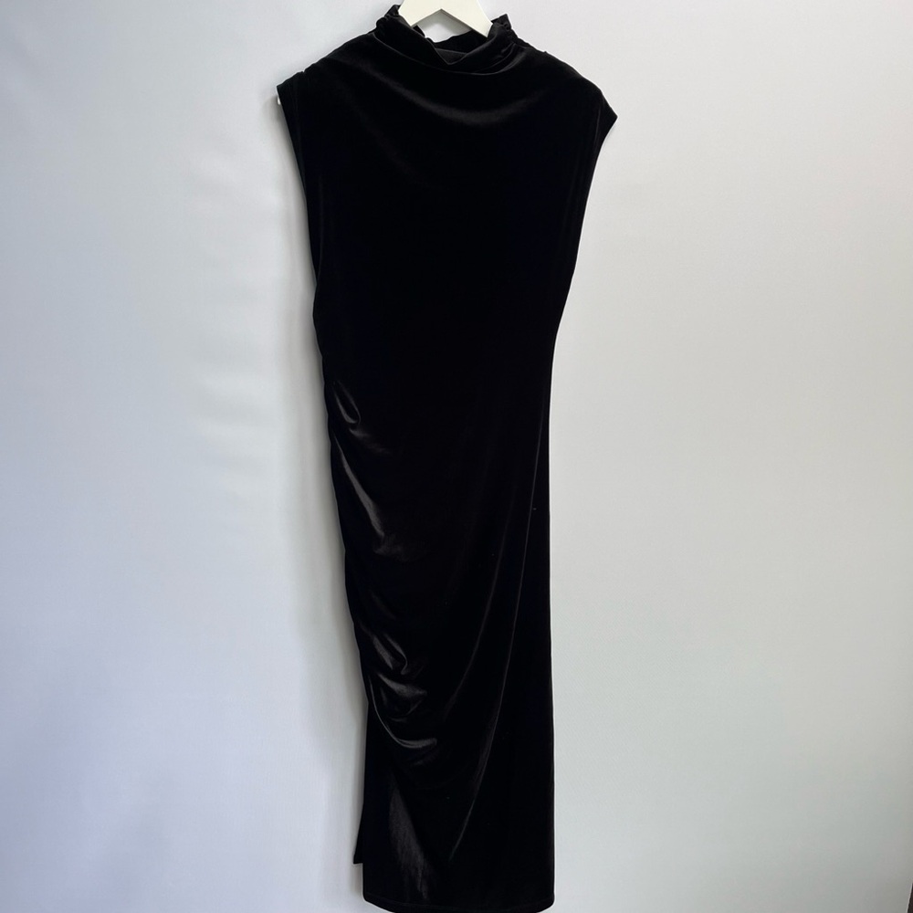 NWT Anthropologie The Maya Ruched Cowl-Neck Dress: Stretch Velvet Edition - Picture 13 of 13